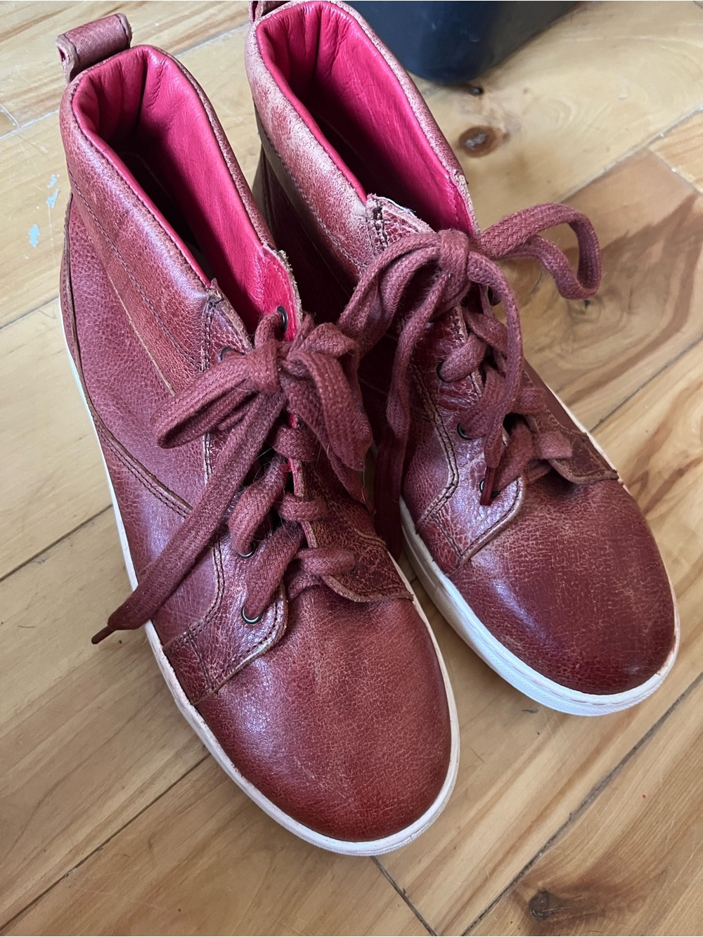 Bed Stu Women's Leather High-Top Lace-Up Sneakers in Burgundy